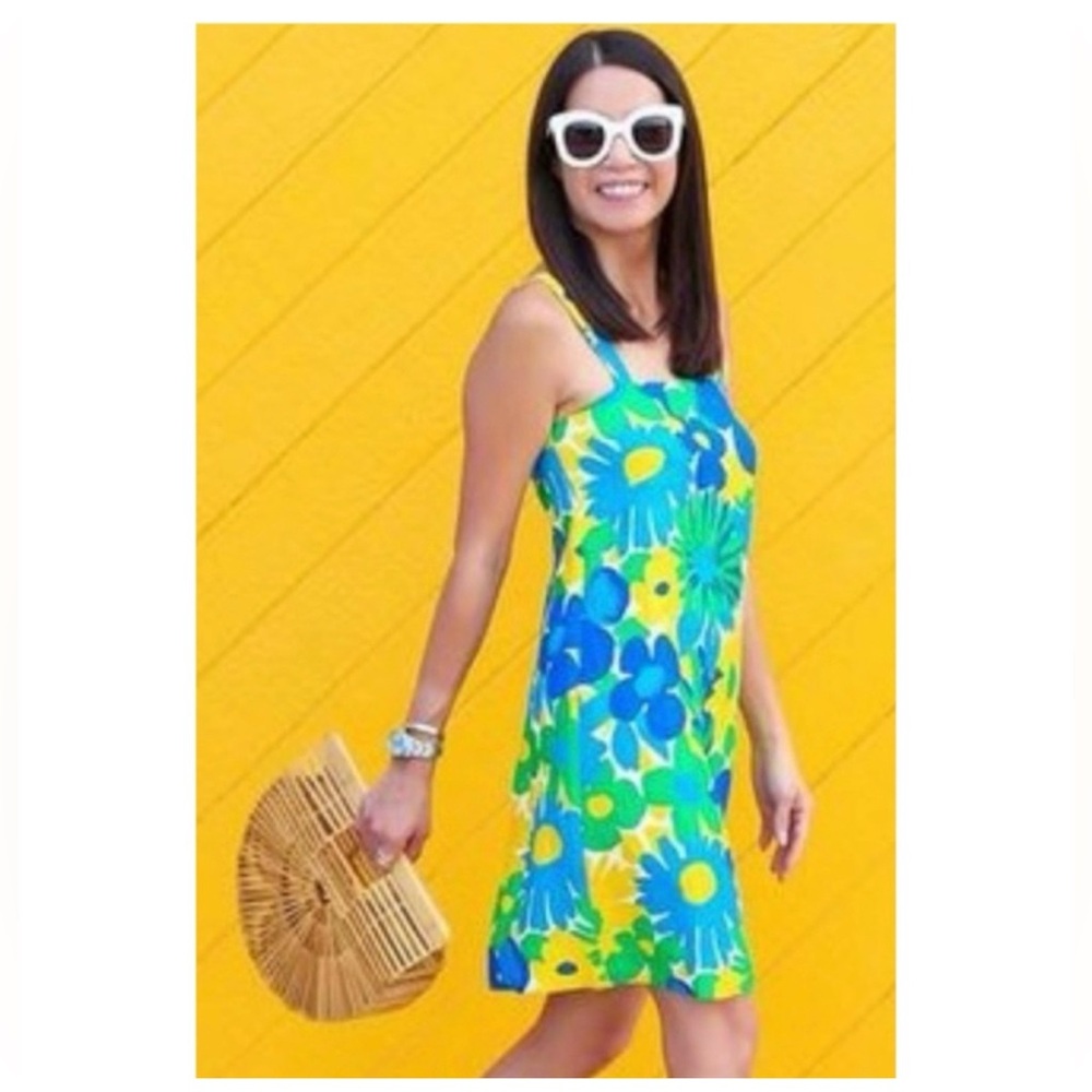 J. Crew Morning Floral Linen blend mod style 60’s inspired retro Shift Dress 2